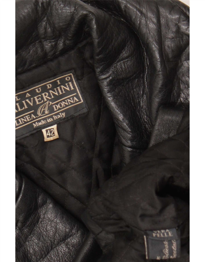 Linea Donna Damen Zweireihiger Ledermantel IT 42 Mittelschwarz