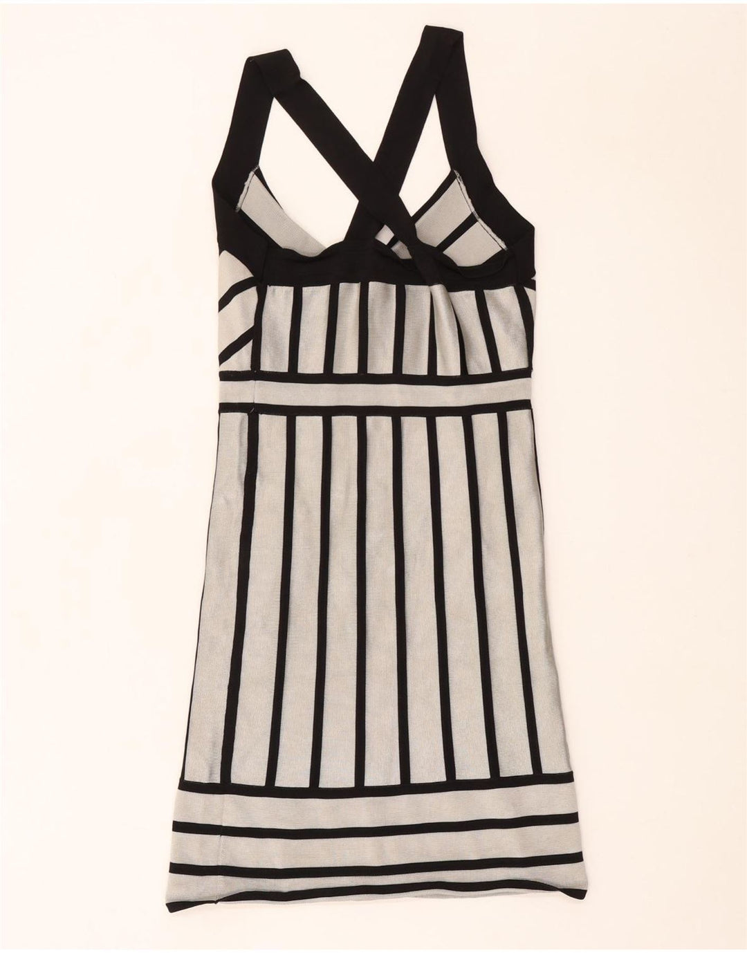 French Connection Damen Figurbetontes Kleid UK 12 Mittelweiß gestreift