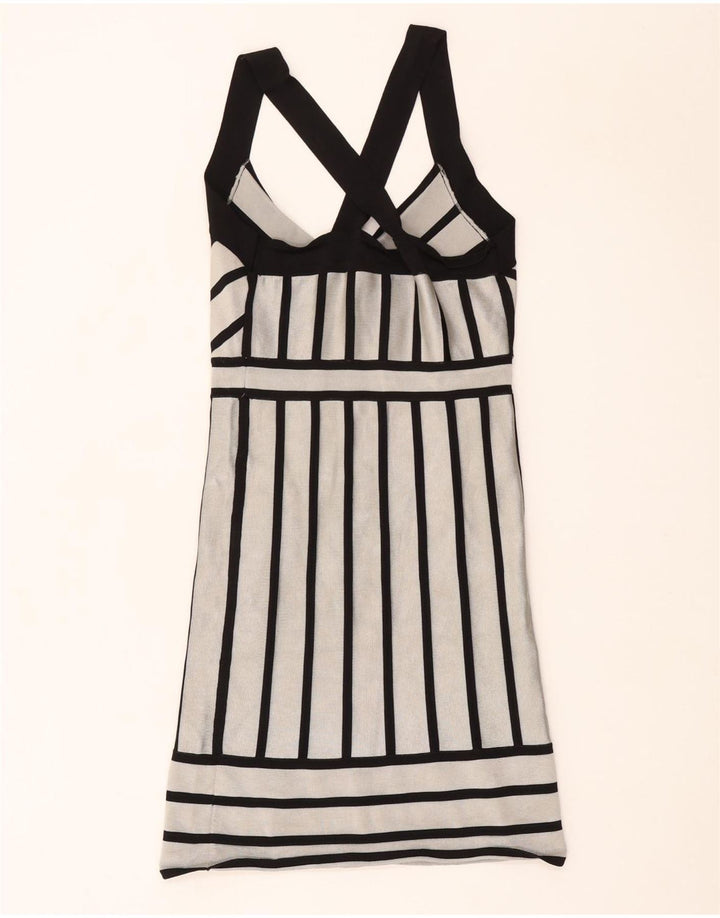 French Connection Damen Figurbetontes Kleid UK 12 Mittelweiß gestreift