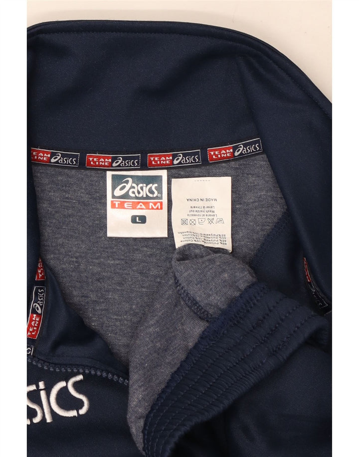 Asics Herren-Sweatshirt mit Reißverschluss am Hals, groß, marineblaues Polyester