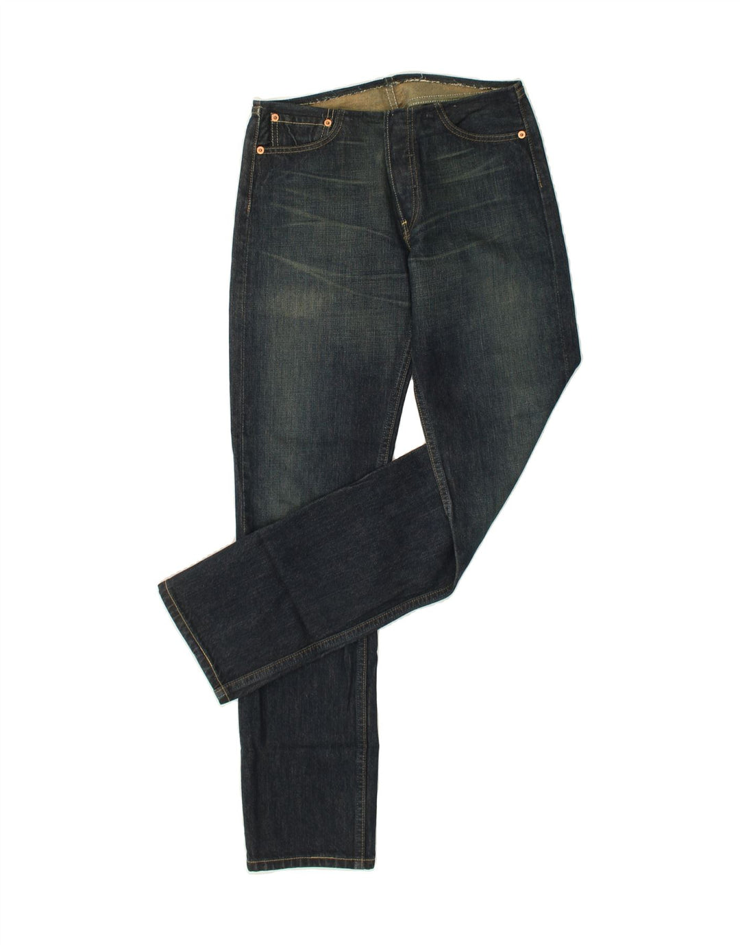 LEVI'S Womens Straight Jeans W27 L32 Navy Blue Cotton Vintage Levi's and Second-Hand Levi's from Messina Hembry 