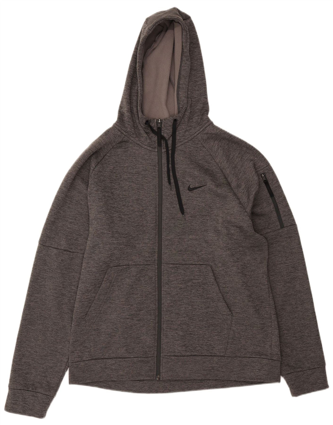 Nike Herren Therma-Fit Kapuzen-Trainingsanzug, großes grau meliertes Polyester