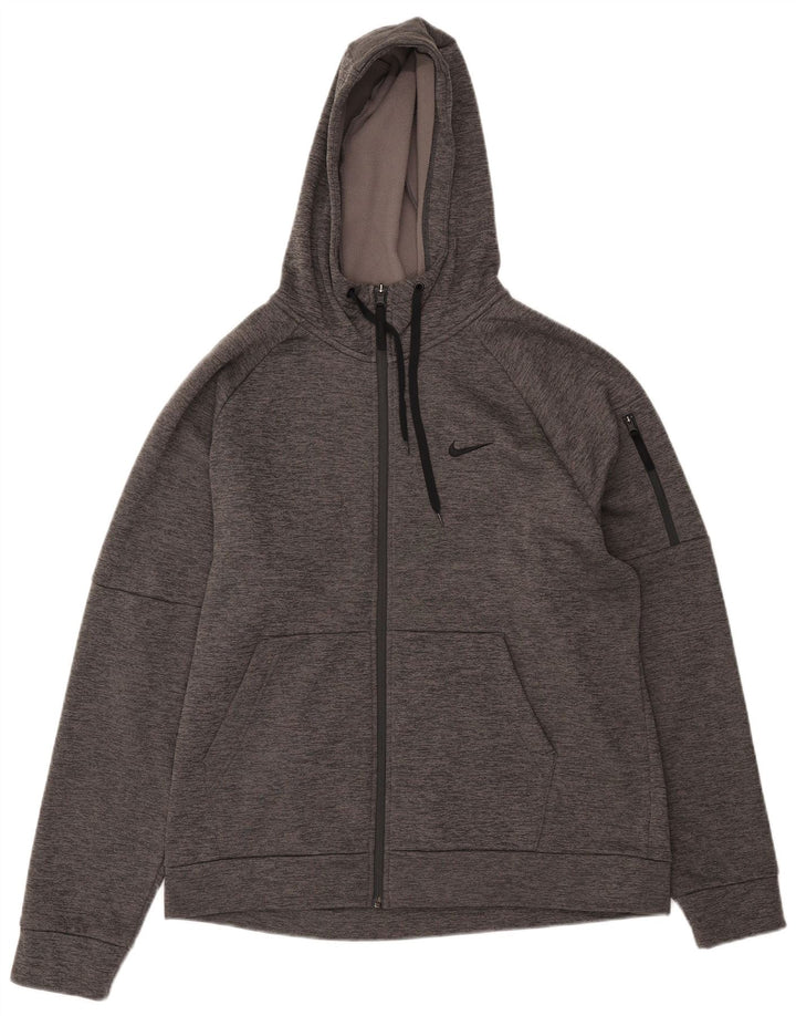 Nike Herren Therma-Fit Kapuzen-Trainingsanzug, großes grau meliertes Polyester
