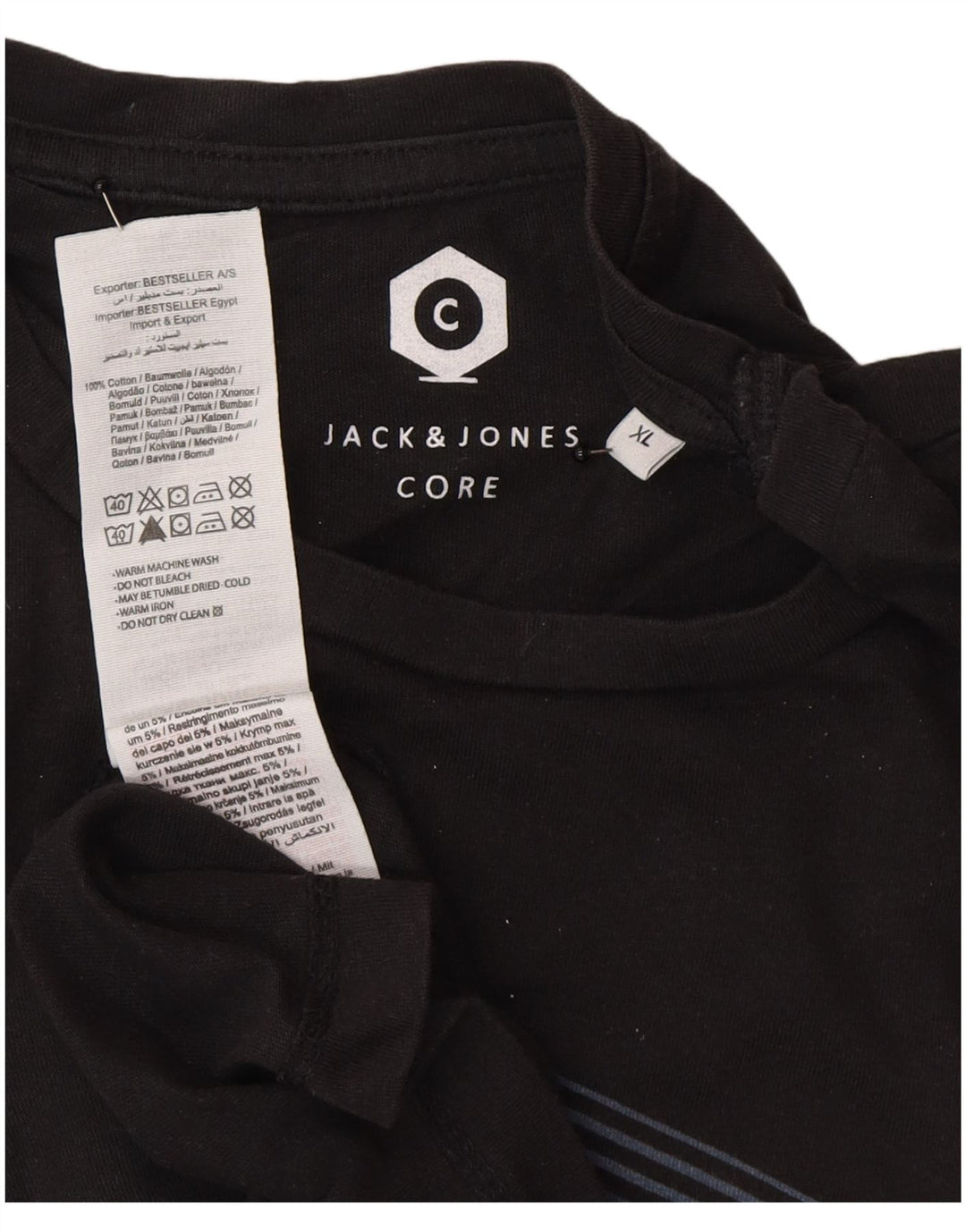 Jack & Jones Herren T-Shirt XL Schwarz Baumwolle