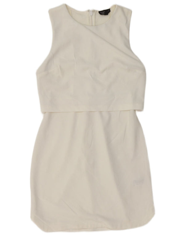 Topshop Damen Ärmelloses Etuikleid UK 10 Small Weiß Polyester
