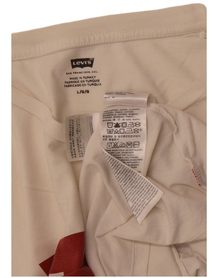 LEVI'S Herren-T-Shirt mit Grafik, Größe L, cremefarbene Baumwolle