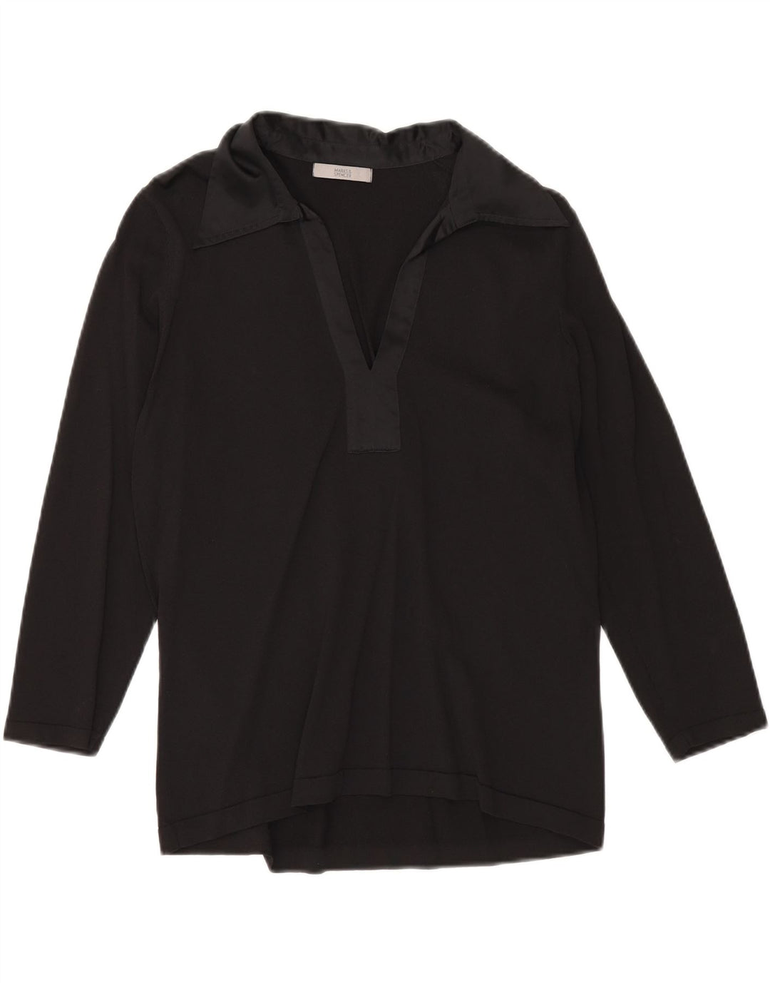 MARKS & SPENCER Womens Pullover Shirt Blouse UK 16 Large  Black Polyester Vintage Marks & Spencer and Second-Hand Marks & Spencer from Messina Hembry 