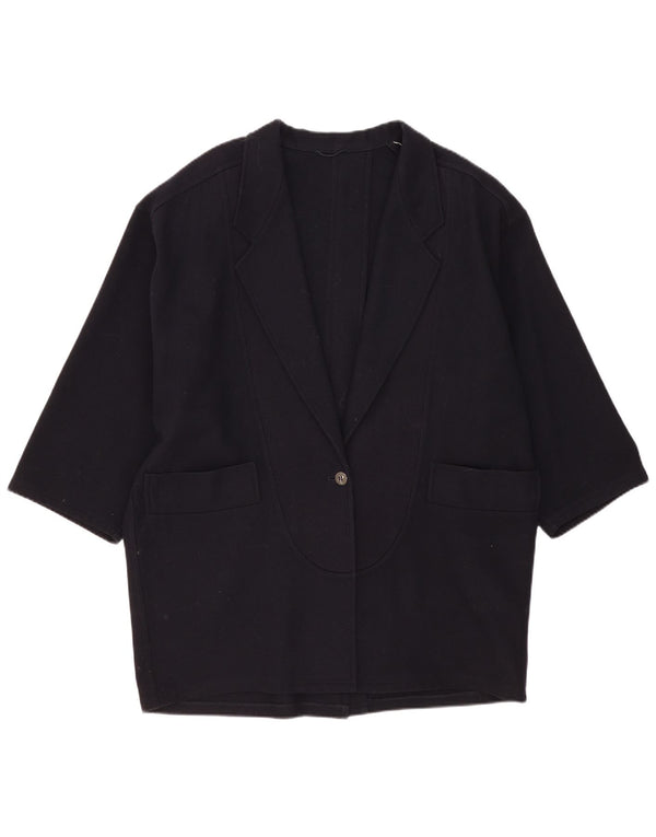 Vintage Damen Longline 1 Knopf Blazer Jacke UK 22 3XL Marineblau