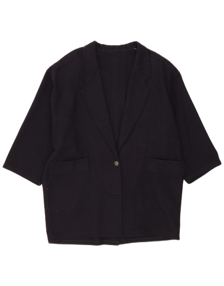 Vintage Damen Longline 1 Knopf Blazer Jacke UK 22 3XL Marineblau