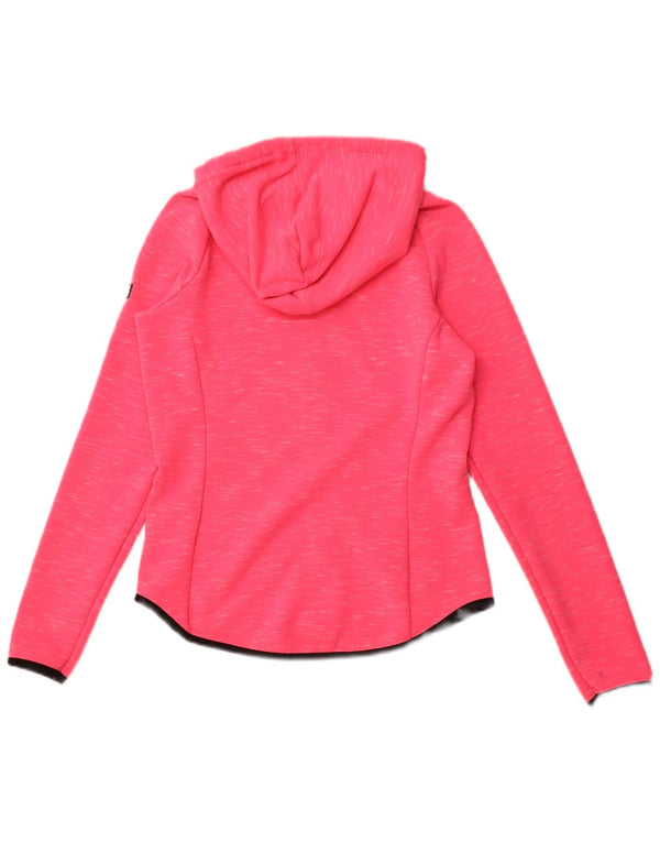 SUPERDRY Damen-Kapuzenpullover mit grafischem Reißverschluss, Gr. 10, klein, rosa meliert