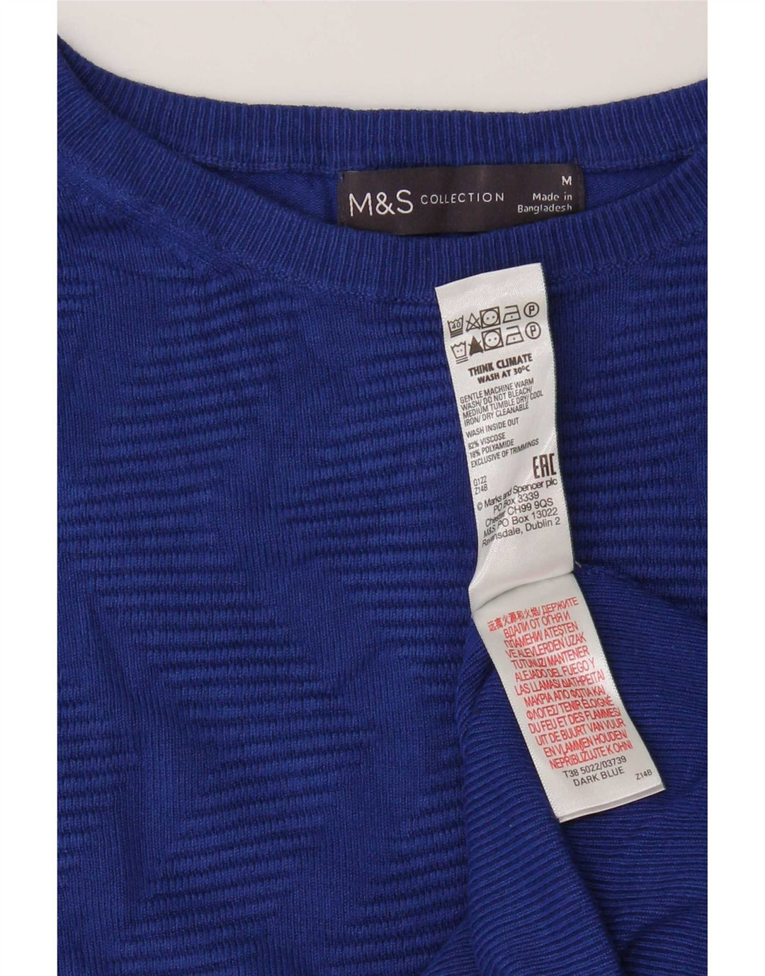 Marks & Spencer Damen Crop Pullover mit U-Boot-Ausschnitt, UK 14, Mittelblau