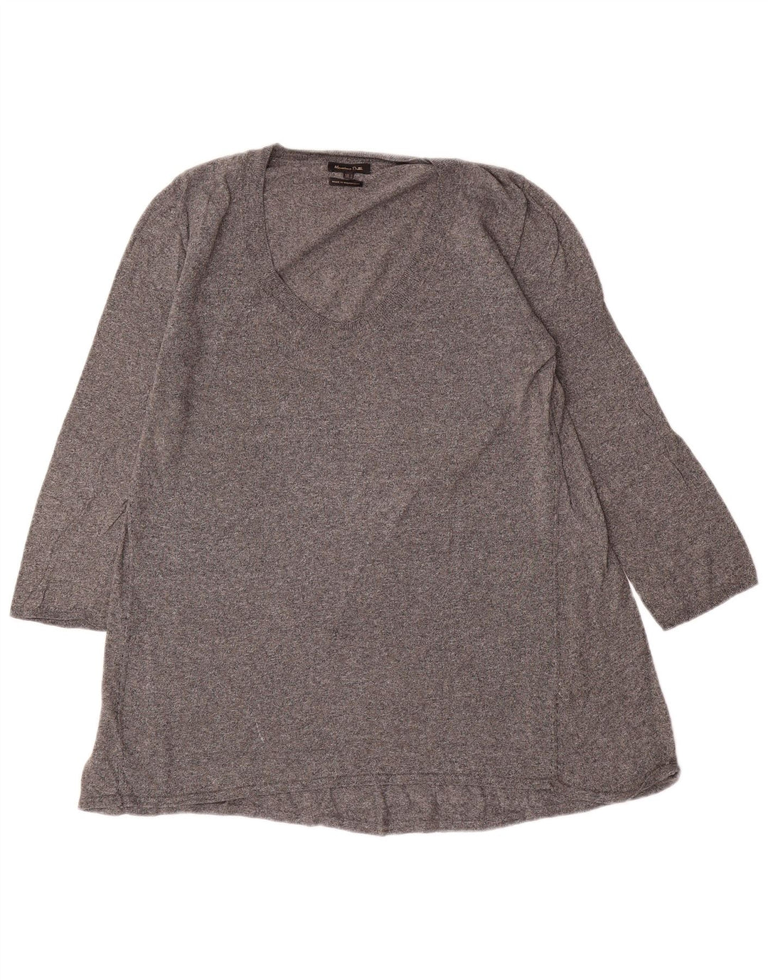 Massimo Dutti Damen-Tunika-Oberteil mit 3/4-Ärmeln, UK-Größe 44, Größe L, Grau meliert