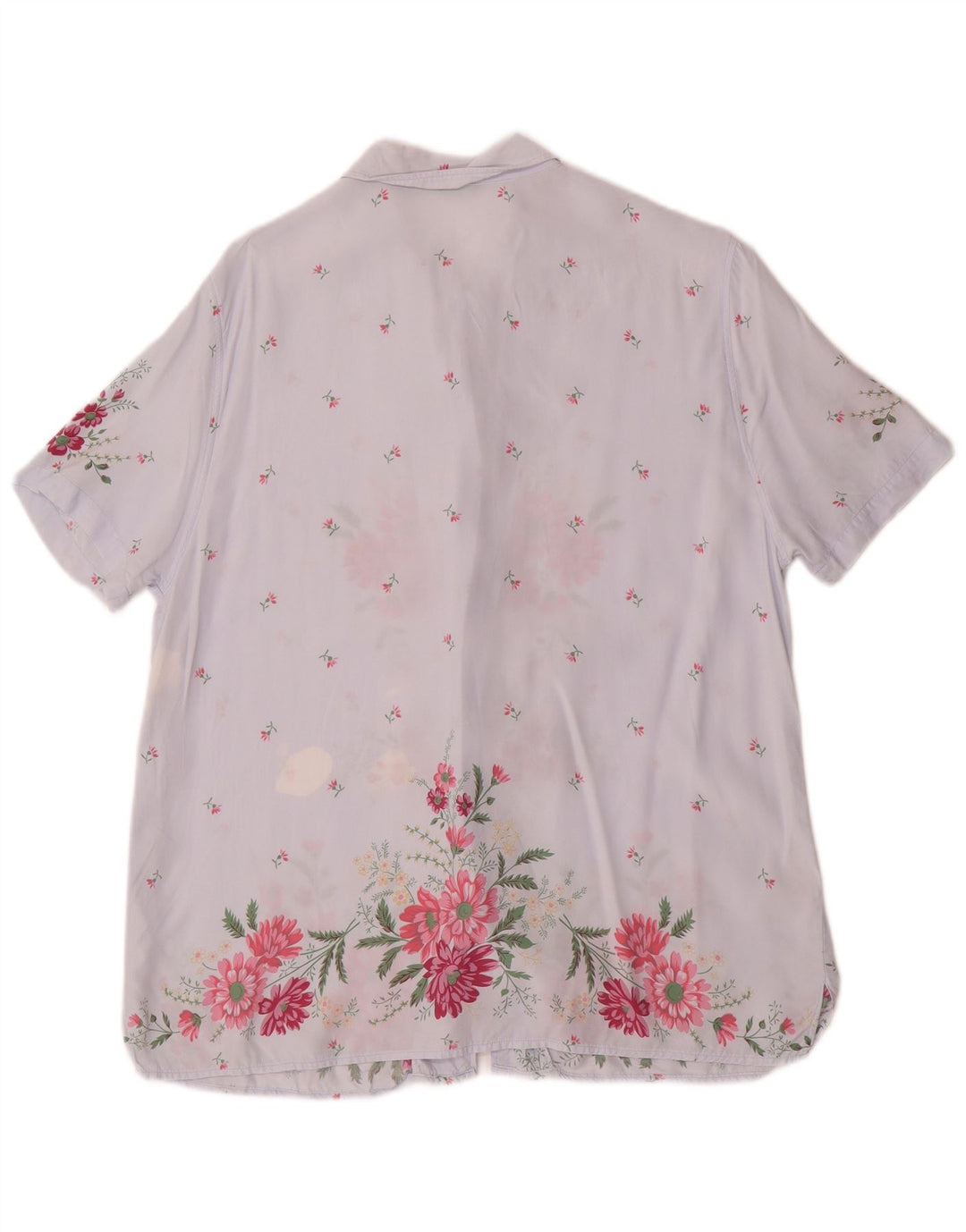 Benetton Damen Kurzarmhemd IT 46 Große blaue Viskose mit Blumenmuster