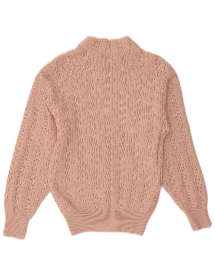 VINTAGE Damen Rollkragenpullover Pullover UK 12 Mittelrosa Wolle