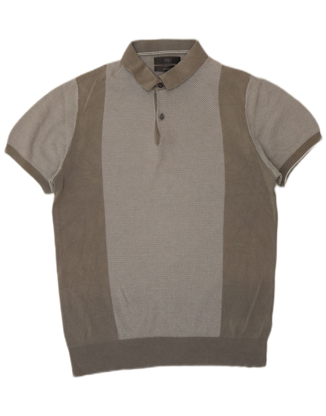 Marks & Spencer Herren-Pullover mit Polokragen, kurzärmelig, Größe S, Grau