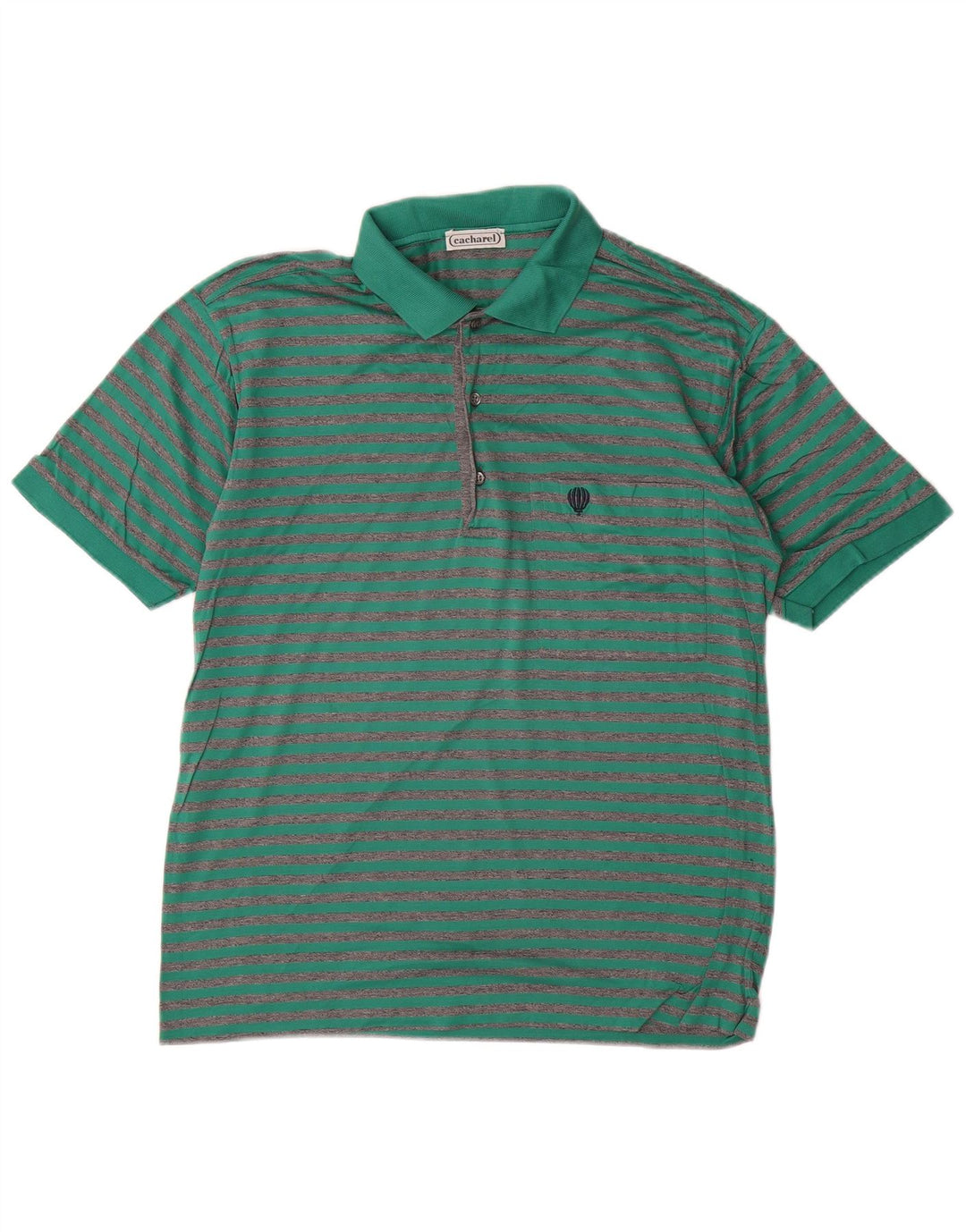 CACHAREL Herren-Poloshirt, klein, grün gestreift, Baumwolle