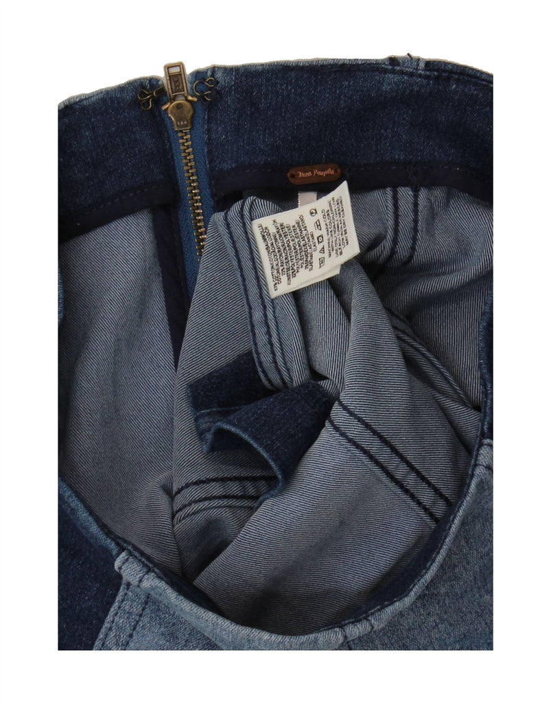 FREE PEOPLE Womens Denim Skirt W26 Small Blue Colourblock Cotton Vintage Free People and Second-Hand Free People from Messina Hembry 