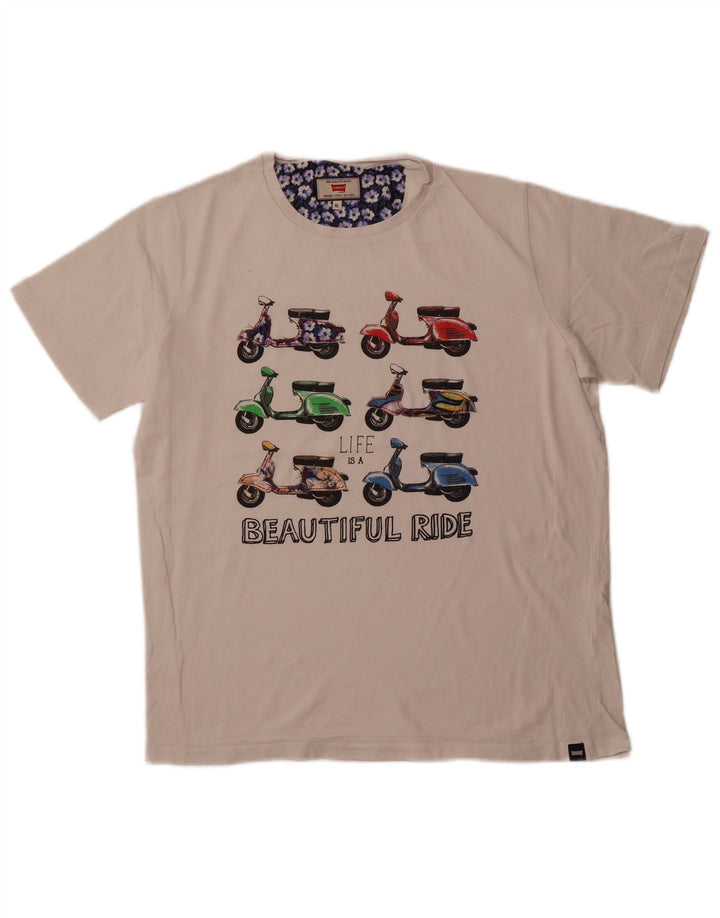 CARRERA Herren Grafik-T-Shirt-Oberteil XL aus weißer Baumwolle
