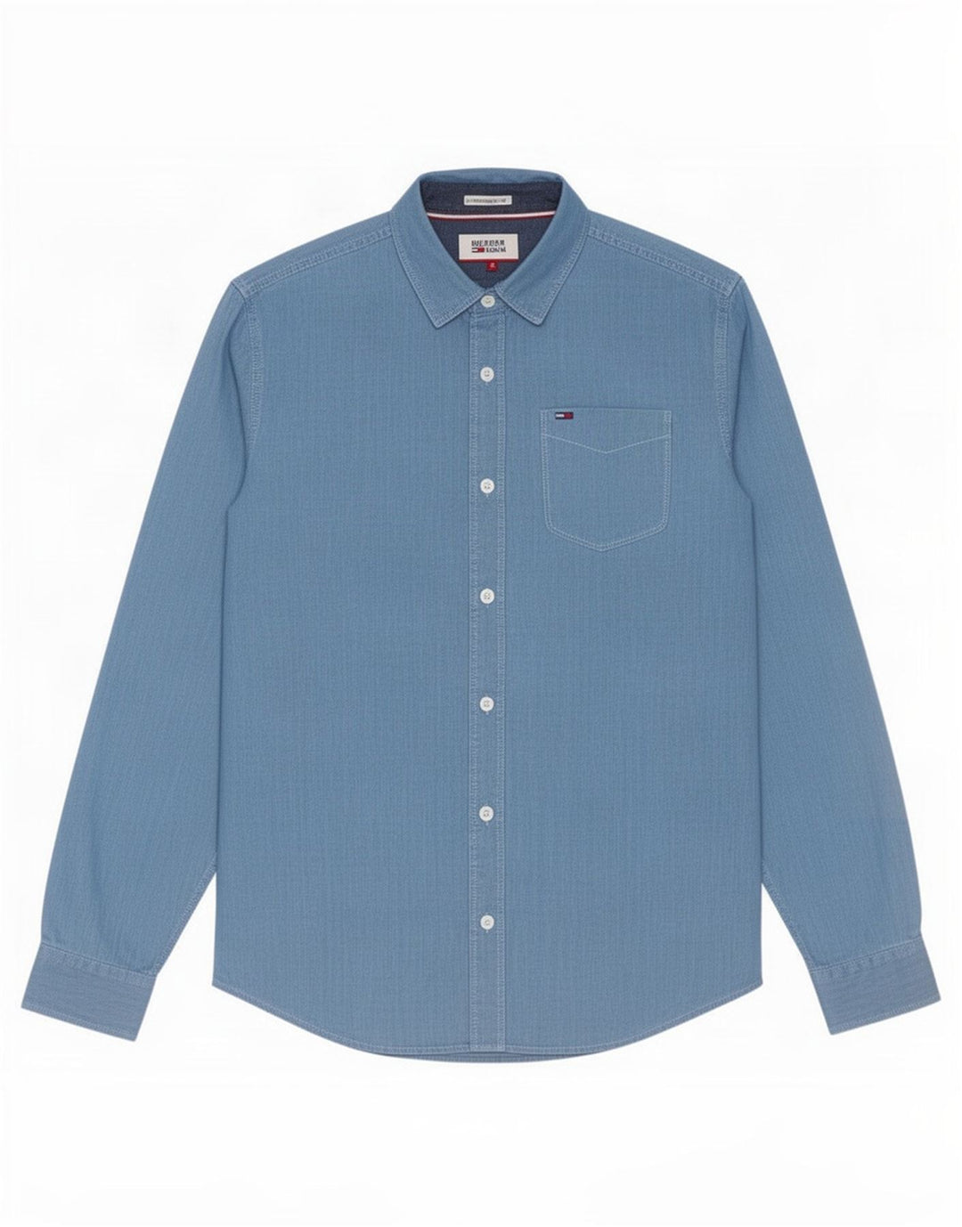 Tommy Hilfiger Herrenhemd, kleine blaue Baumwolle