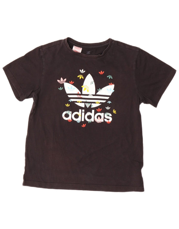 Adidas Mädchen T-Shirt mit Grafik, 13–14 Jahre, Größe L, Schwarz, Baumwolle
