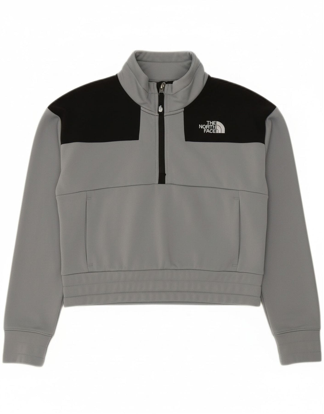 THE NORTH FACE Womens Oversized Crop Sweatshirt Jumper UK 10 Small Grey