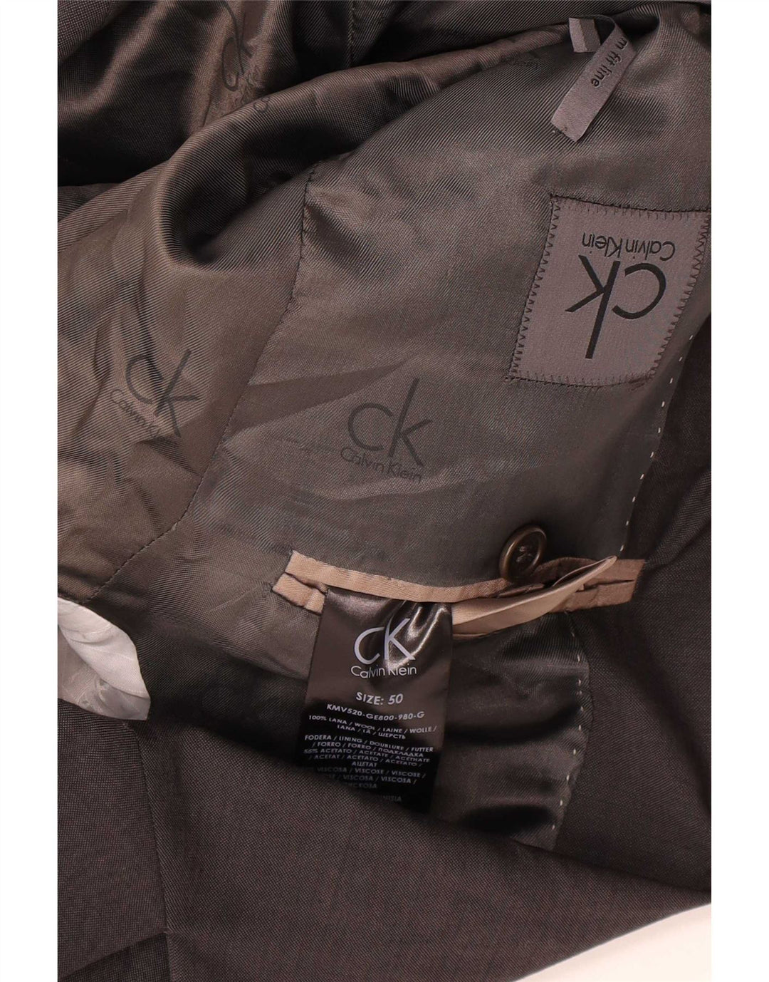 Calvin Klein Herren-Blazer mit 2 Knöpfen, IT 50, große graue Wolle
