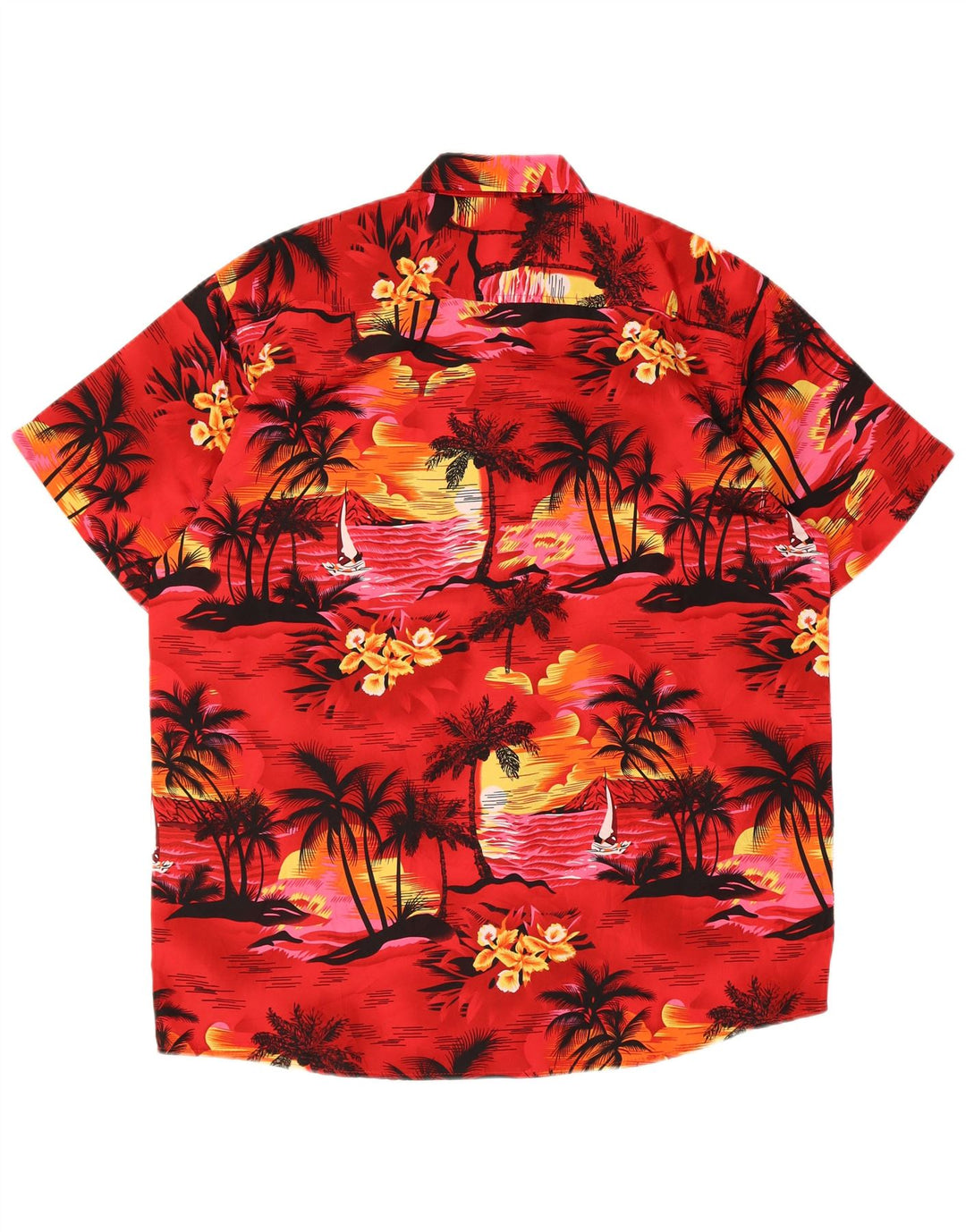 Lowes Hawaii-Kurzarmhemd für Herren, mittelrotes Polyester