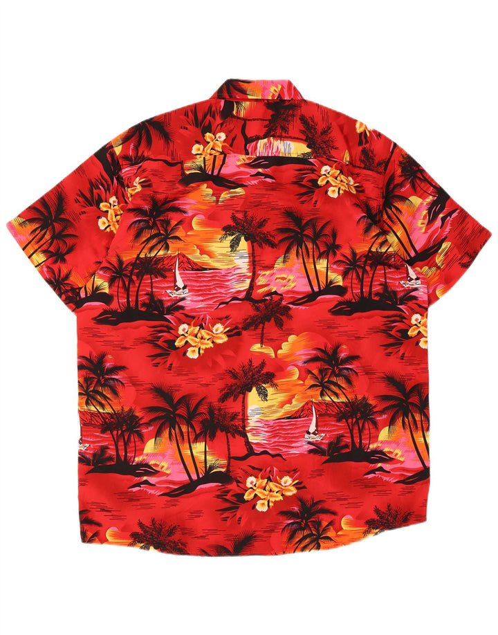 Lowes Hawaii-Kurzarmhemd für Herren, mittelrotes Polyester