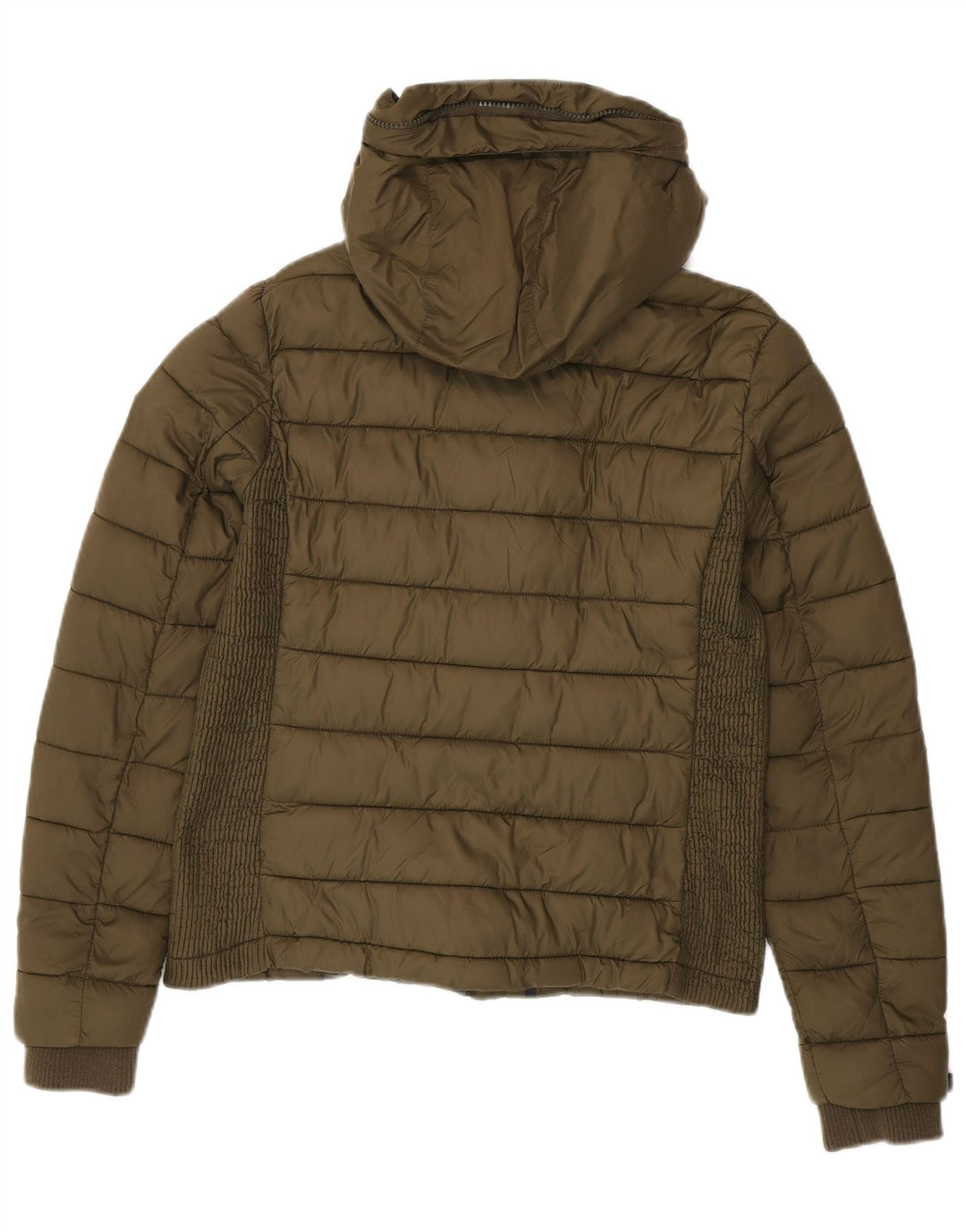 SUPERDRY Wattierte Damenjacke mit Kapuze, UK 16, Größe L, Khaki, Nylon