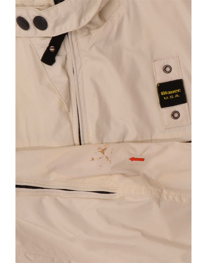 Blauer Damen Bomberjacke UK 10 Small Weißes Nylon