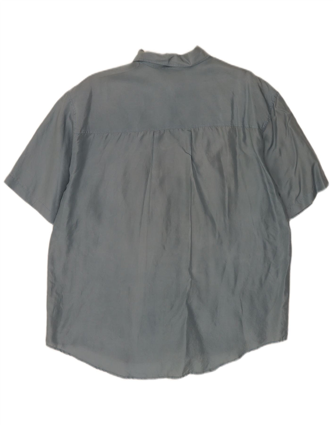 Vintage Herren Kurzarmhemd Große blaue Seide
