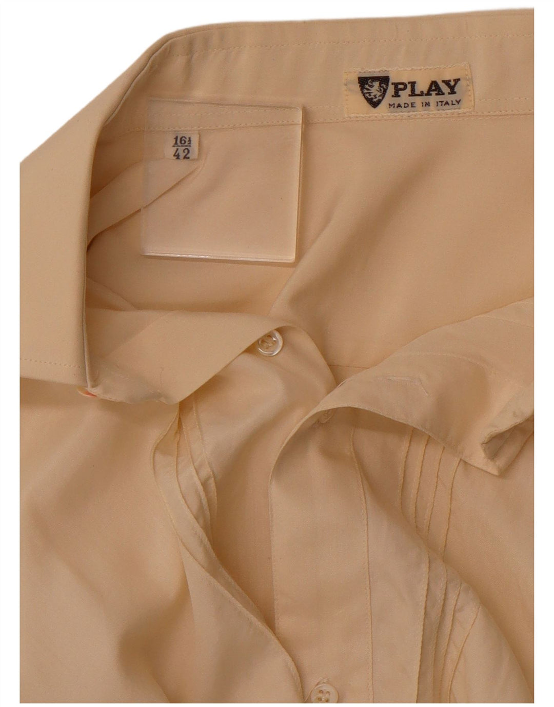 PLAY Herren-Formalhemd, Größe 42 16 1/2, große beige Seide