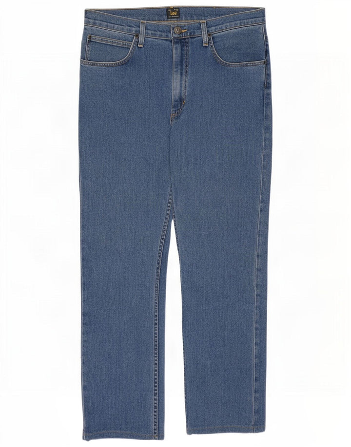 Lee Herren Brooklyn Straight Jeans W34 L30 Blaue Baumwolle