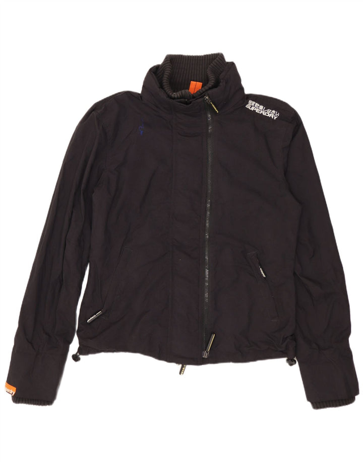 Superdry Damen Regenjacke UK 16 Large Schwarz Nylon