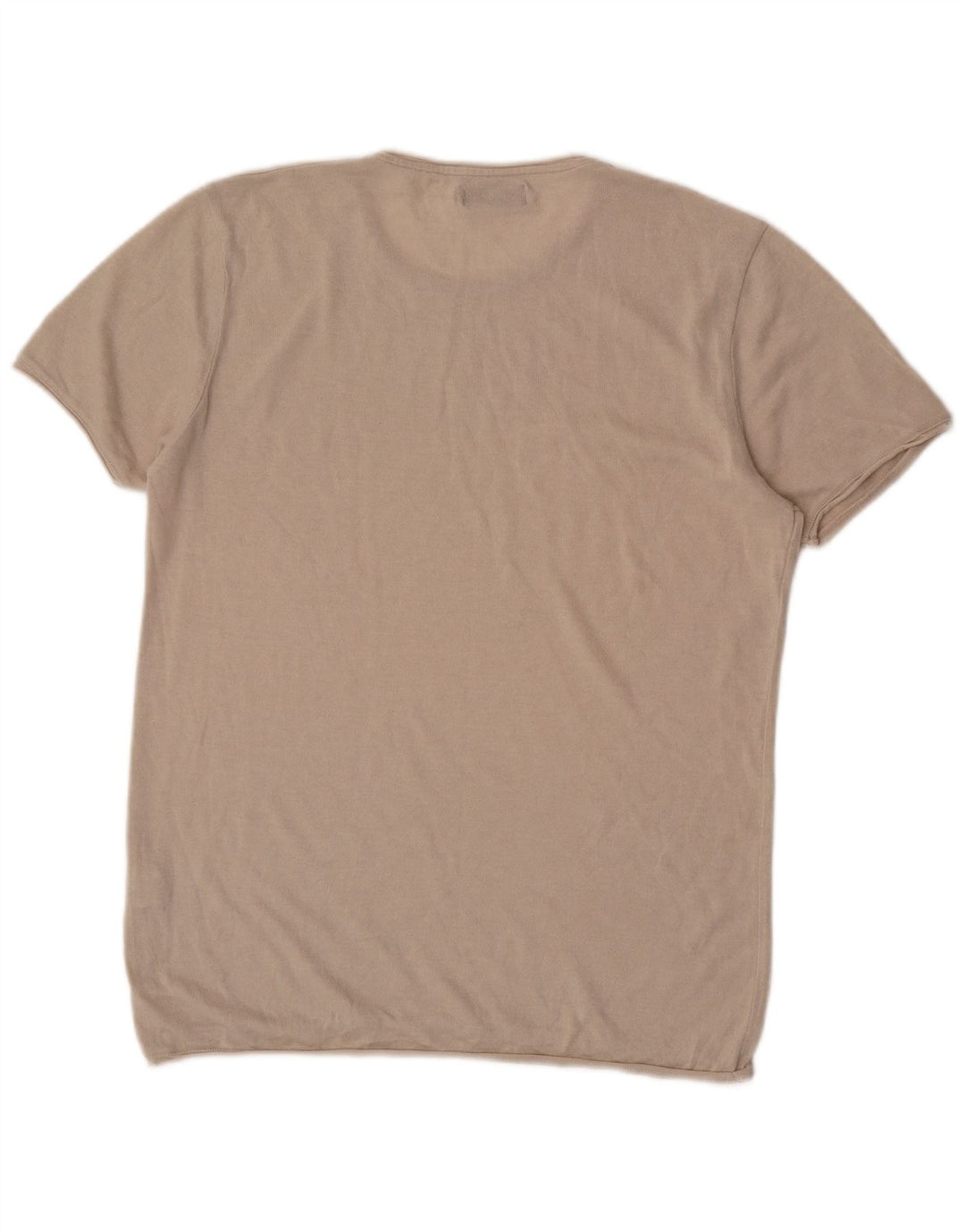 Zara Herren T-Shirt Top Large Beige Baumwolle