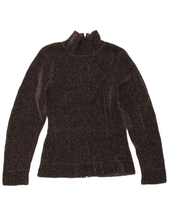 Zara Damen-Pullover mit Rollkragen, Gr. 12, mittelschwarz gefleckte Viskose