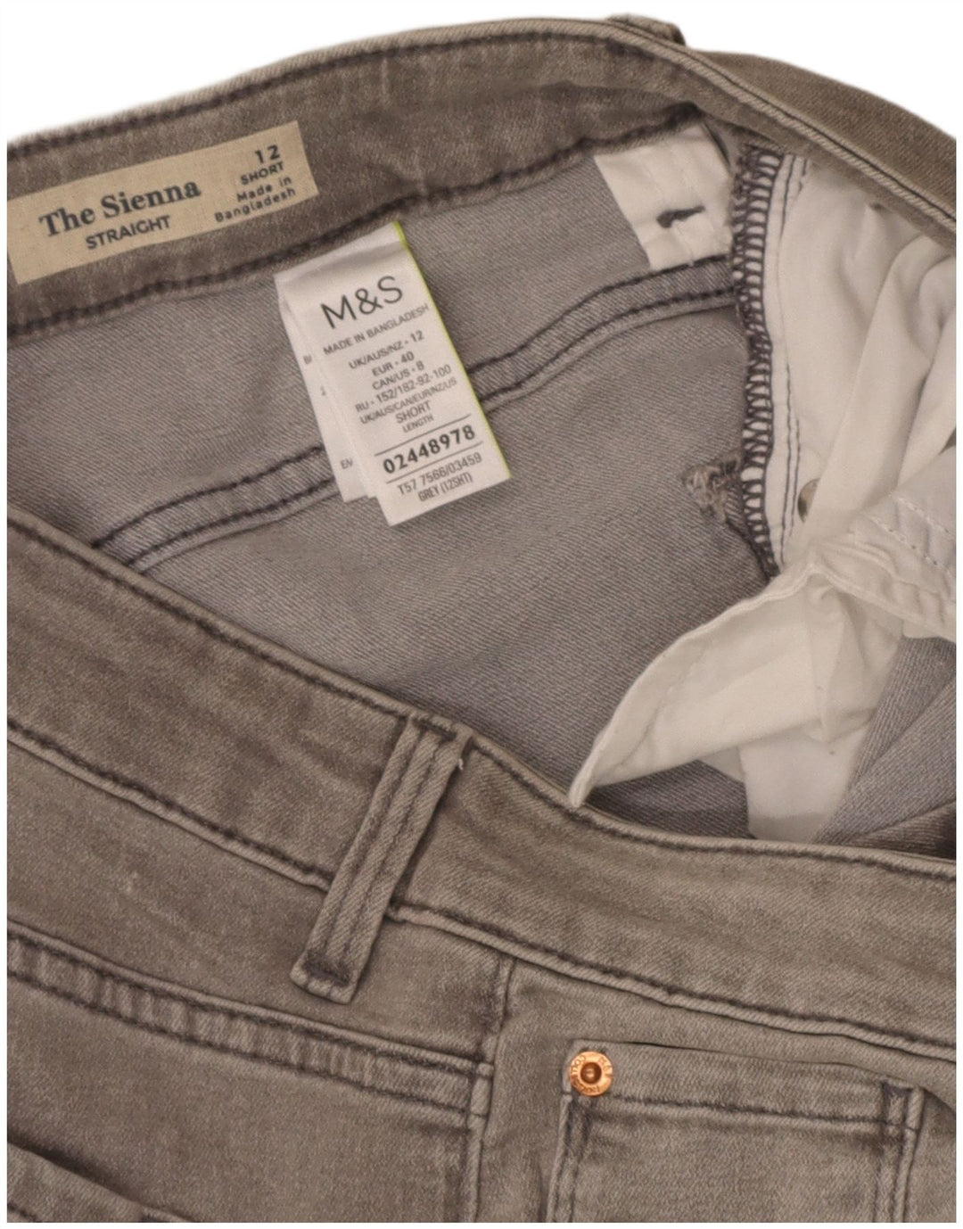 Marks & Spencer Damen The Sienna Straight Jeans UK 12 Medium W30 L27 Grau