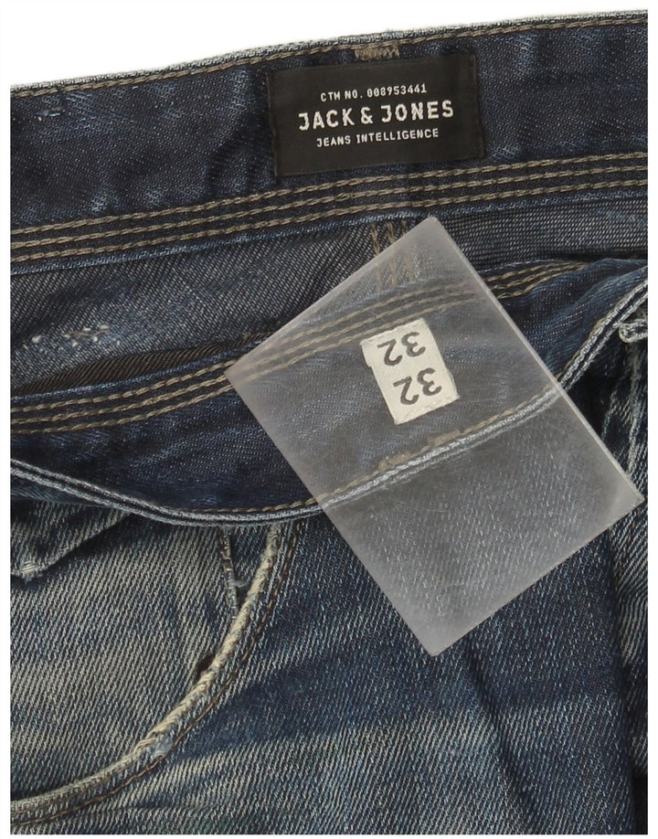 Jack & Jones Herren Straight Jeans W32 L32 Blaue Baumwolle