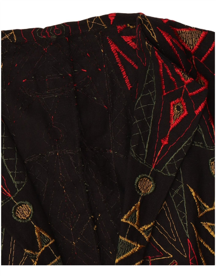 Vintage Damen Weste UK 12 Medium Schwarz Geometrisch