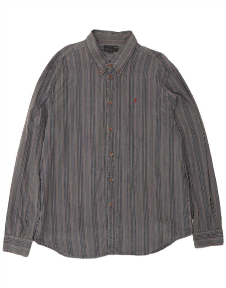 Marlboro Classics Herrenhemd 4XL Blau gestreift
