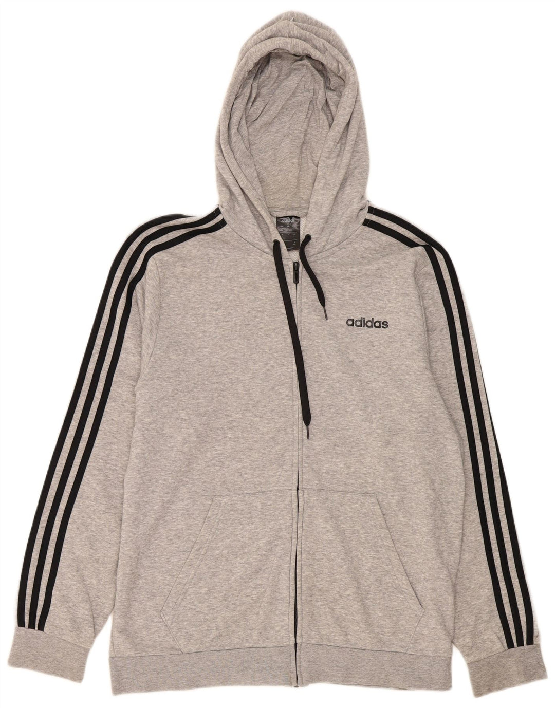 Adidas Herren-Kapuzenpullover mit Reißverschluss, groß, graue Baumwolle