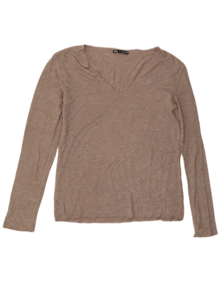 ZARA Damen-Pullover mit V-Ausschnitt, Gr. 10, Größe S, Grau