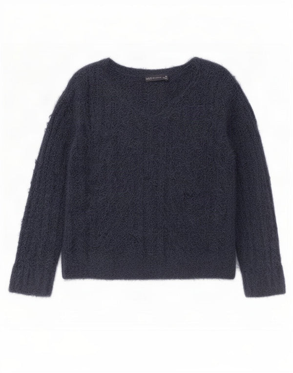 Marks & Spencer Damen-Pullover mit entspannter Passform und V-Ausschnitt, Gr. 6, XS, Marineblau