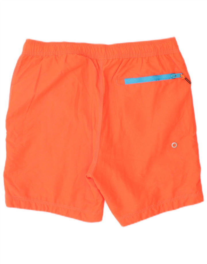 SUPERDRY Herren-Badeshorts mit Grafik, groß, orangefarbenes Polyester