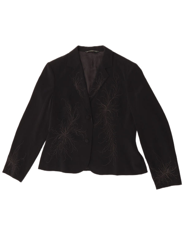 Laura Ashley Damen 1-Knopf-Blazerjacke UK 16 Large Schwarz geblümt