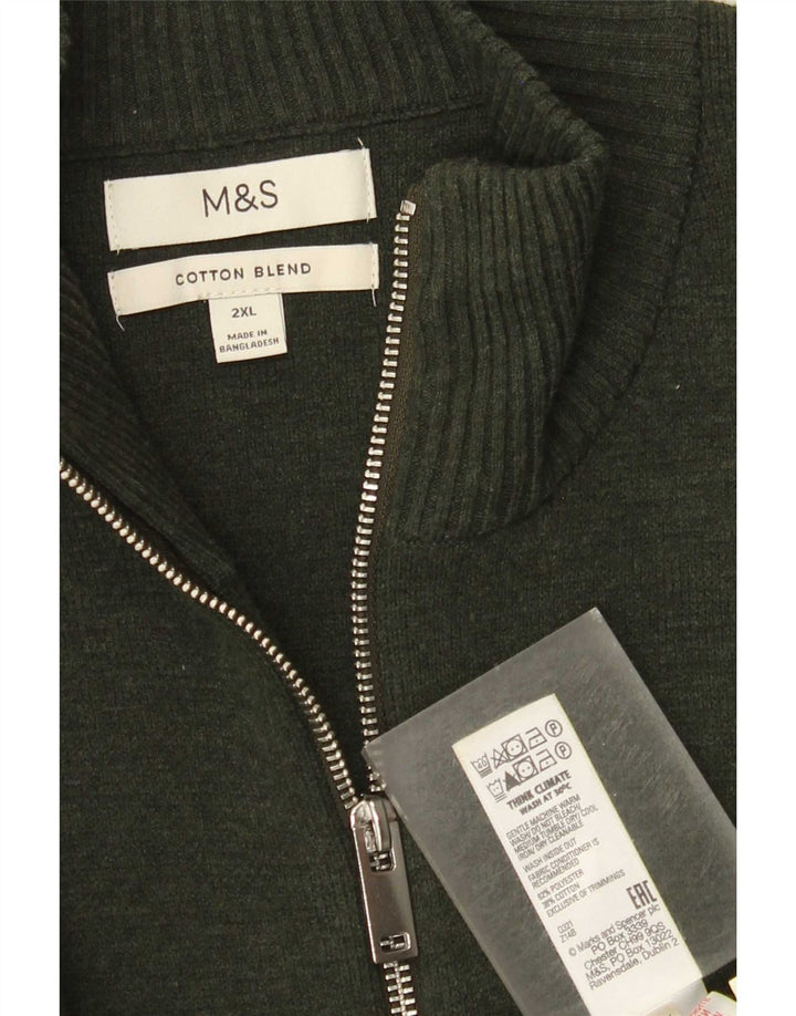 Marks & Spencer Herren Strickjacke 2XL Khaki Polyester