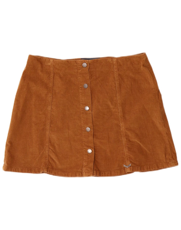Superdry Minirock aus Cord für Damen mit niedriger Taille, Größe L, W34, Braun, Baumwolle