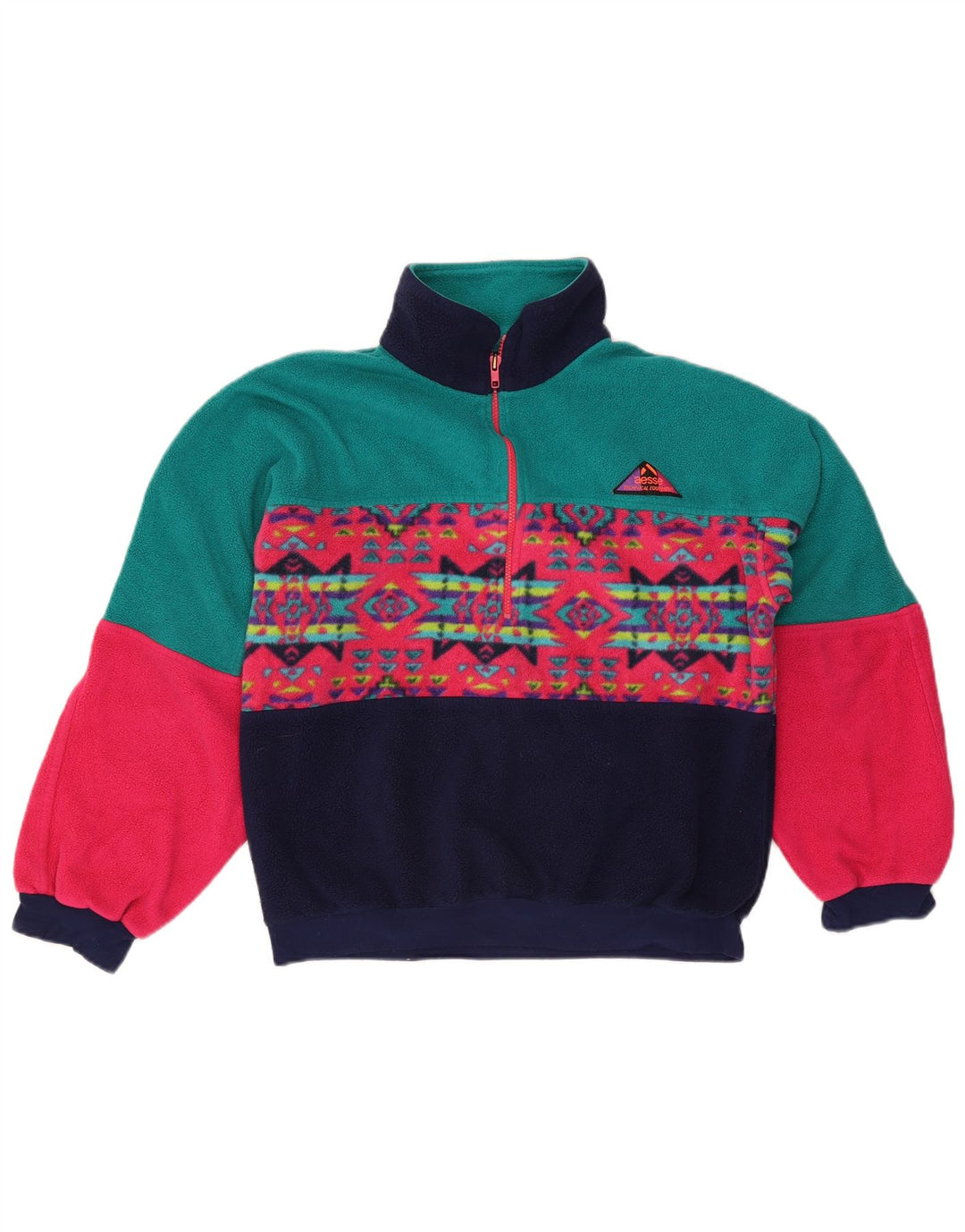 Aesse Herren Polartec Fleece-Pullover mit Reißverschluss, mittelgroß, mehrfarbig, geometrisch