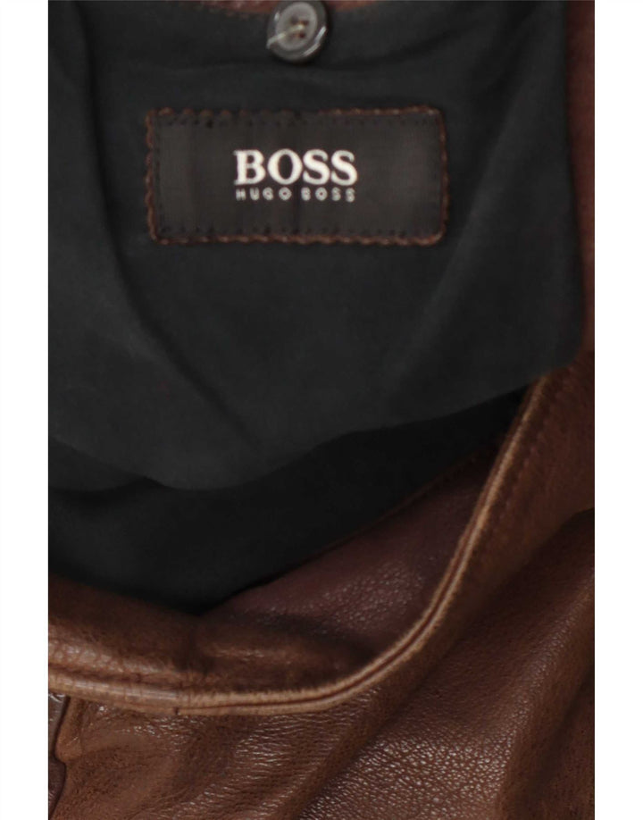 Hugo Boss Herren Lederjacke UK 40 Large Braun