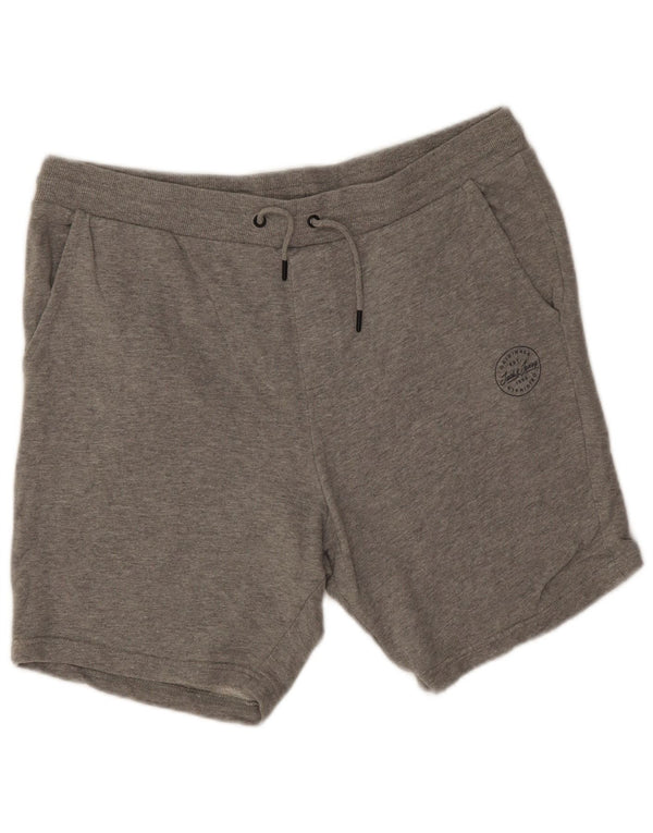 Jack & Jones Herren Sportshorts 2XL Grau gefleckte Baumwolle